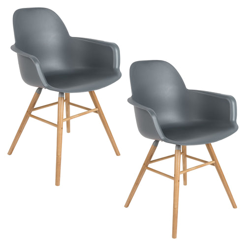 Zuiver Albert Kuip Eetkamerstoelen met armleuning Donkergrijs - Set van 2 - vtwonen shop