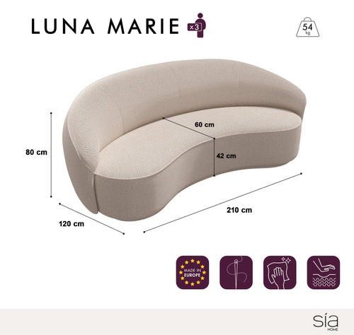 Sia Home - Rechte banken Luna Marie - Fluwelen stof - Taupe beige - 210cm - vtwonen shop