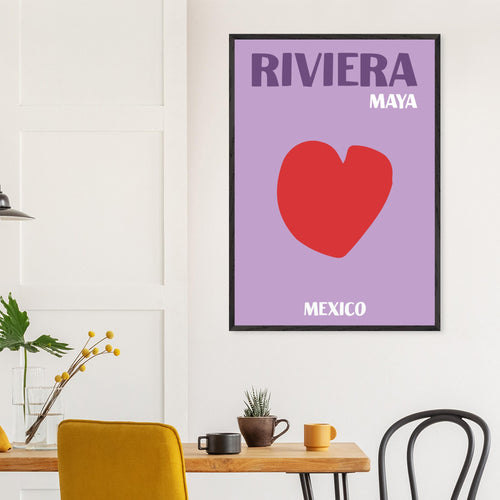 Artfulprints Poster met Lijst Mexico - Riviera Maya   - 50x70 cm - Paars