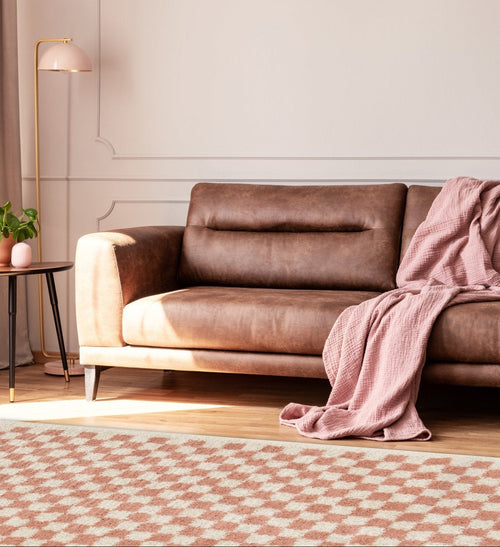 AFK Living vloerkleed Checkers - shaggy - roos - 160 x 213 cm
