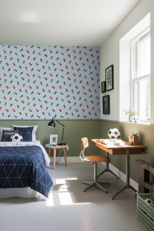 ESTAhome behang race auto's blauw - 50 x 900 cm - 131751