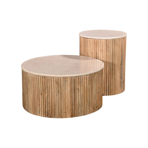 Giga Meubel Salontafel Davi - Rond - Naturel - Marmer - Ø70cm - vtwonen shop