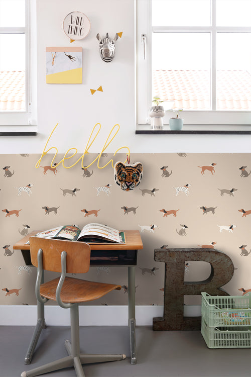 ESTAhome behang honden terracotta en bruin - 50 x 900 cm - 131379 - vtwonen shop