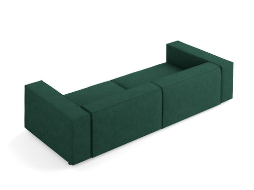 Cosmopolitan Design Bank Arendal 4-zits, chenille met ribbeleffect, flessengroen - 102x244x70cm