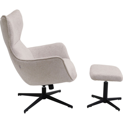 Kare Design Draaifauteuil en Voetsteun Jules beige
