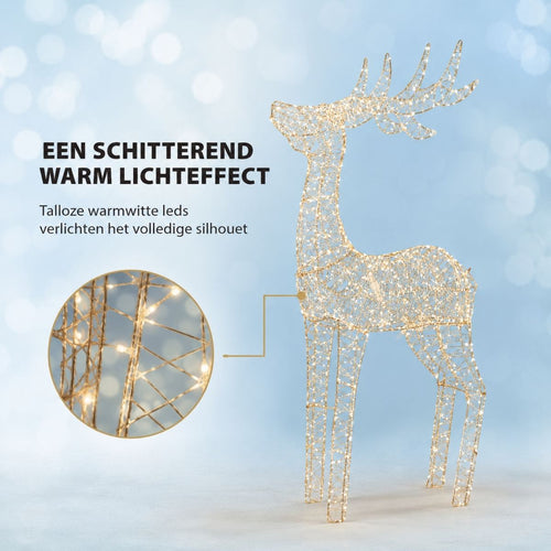 Luca Lighting Hert Champagne Warm Wit LED - Kerstversiering met 350 Warmwitte LED-lampjes - Inclusief Adapter en Timerfunctie - Kerstverlichting
