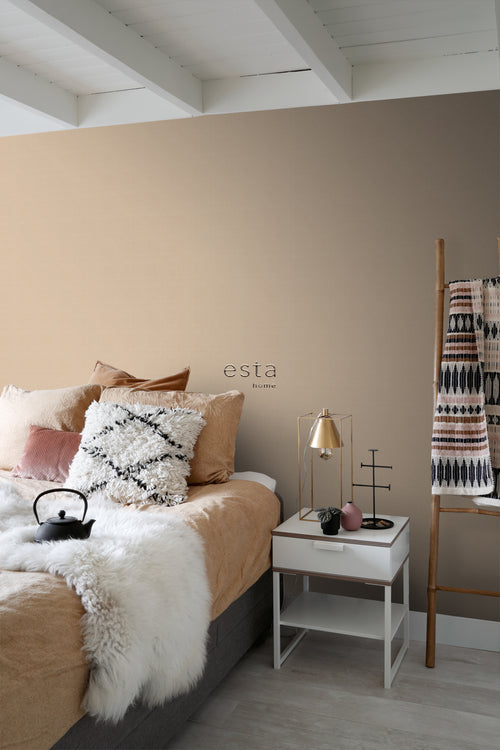 ESTAhome behang linnenstructuur warm beige - 53 cm x 10.05 m - 139472