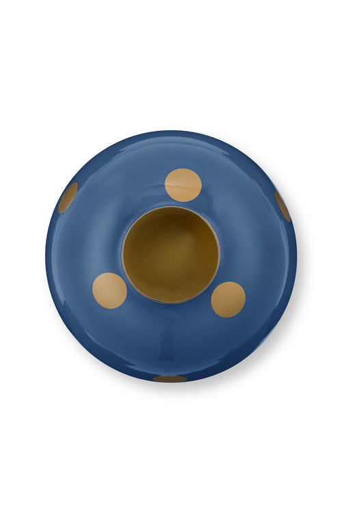Pip Studio Vaas Dots - Metaal - Navy/ Goud - 23cm - vtwonen shop