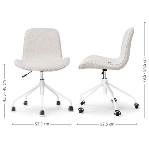 Nolon Nout-Fé Bureaustoel Bouclé Beige - Wit Onderstel - Stof