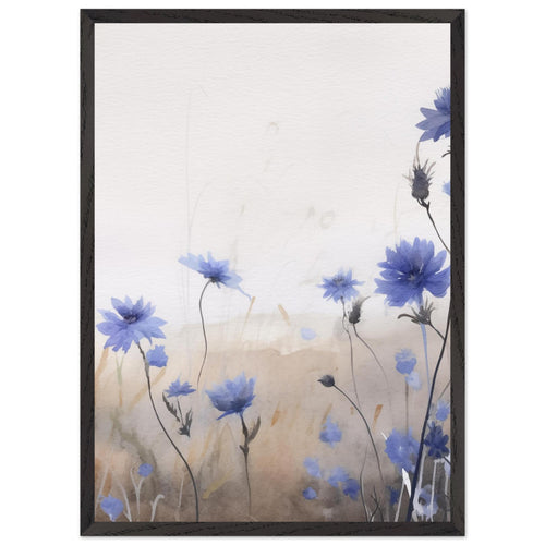 Artfulprints Poster met Lijst Flower aquarel 3   - 50x70 cm - Blauw