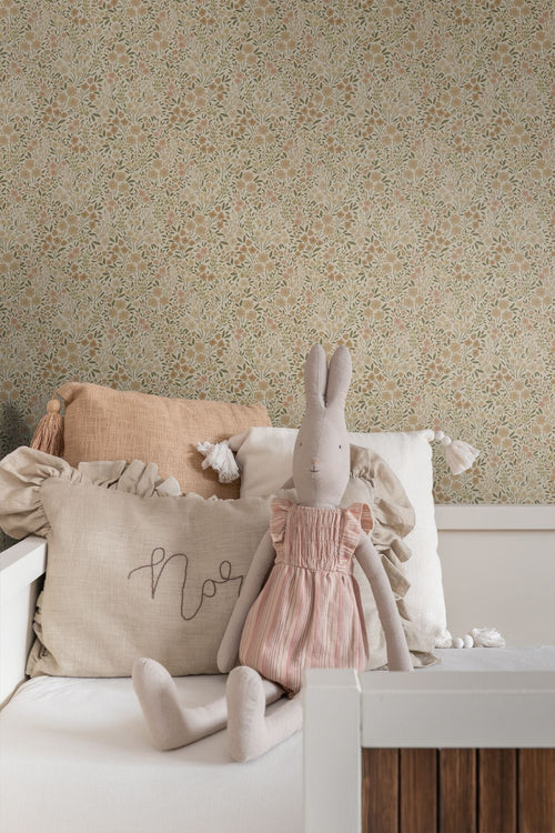 ESTAhome behang bloemetjes beige - 53 cm x 10.05 m - 139701