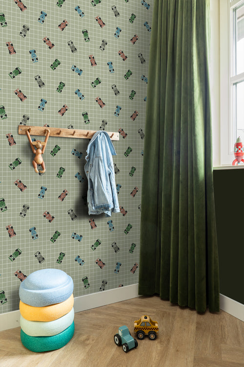 ESTAhome behang race auto's groen - 50 x 900 cm - 131752