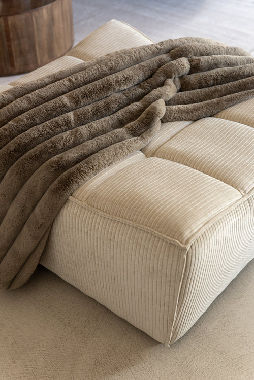 J-Line plaid Large Corduroy - polyester - taupe - 180 x 130 cm - vtwonen shop