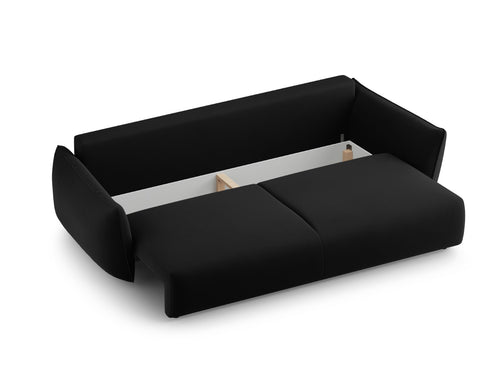 Cosmopolitan Design Slaapbank met opbergdoos Matera 3-zits, flueel zwart - 108x240x86cm