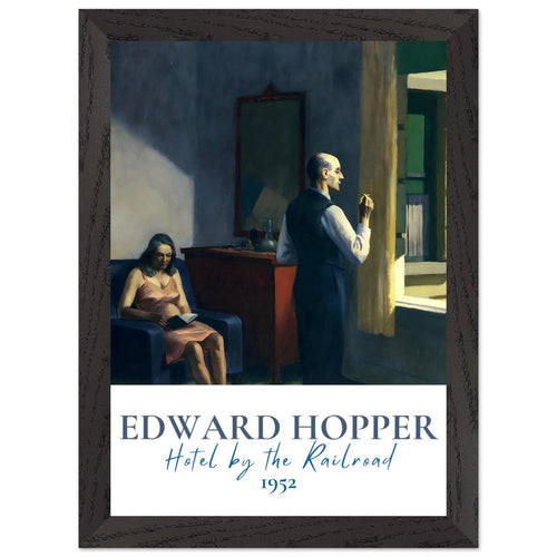 Artfulprints Poster met Lijst Edward Hopper - Hotel by the railroad   - A4 21x29.7 cm - Meerkleurig