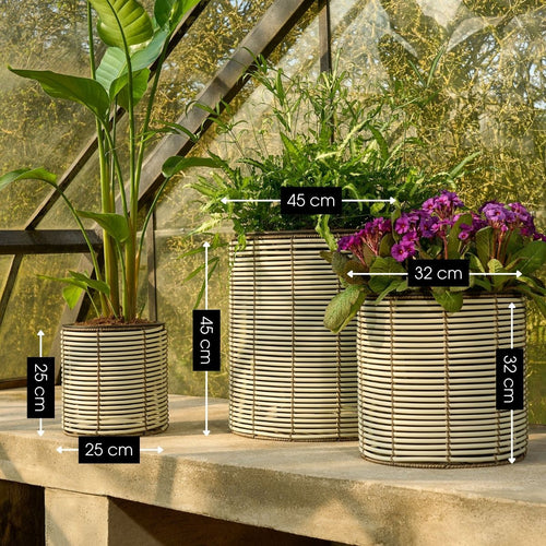 Mica Decorations Cesena Bloempot – Set van 3 – Plantenpot voor Bloemen en Kamerplanten – Bloempotten voor Buiten – Gerecycled Plastic – Wit