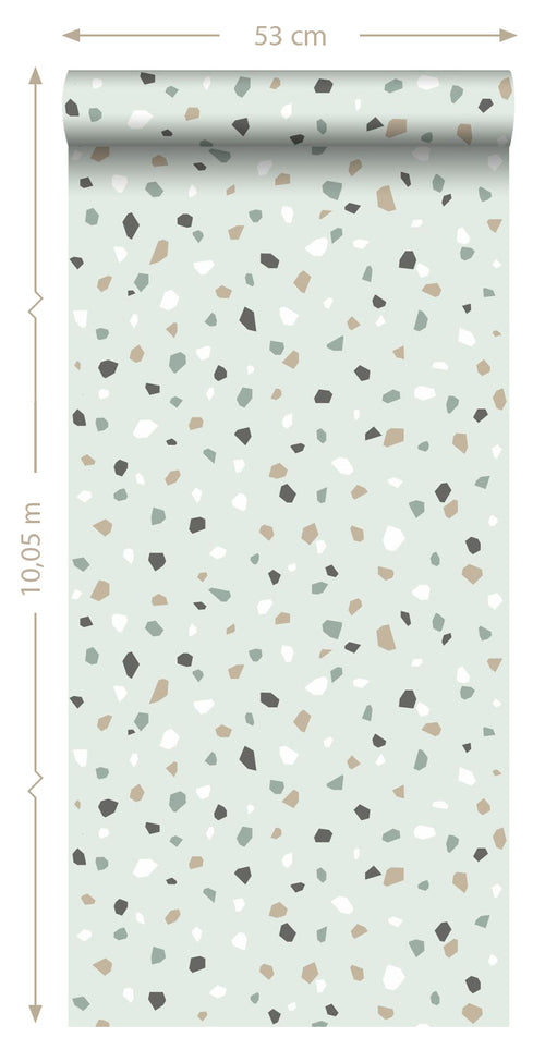 ESTAhome behang terrazzo mintgroen, wit en grijs - 0,53 x 10,05 m - 139036 - vtwonen shop