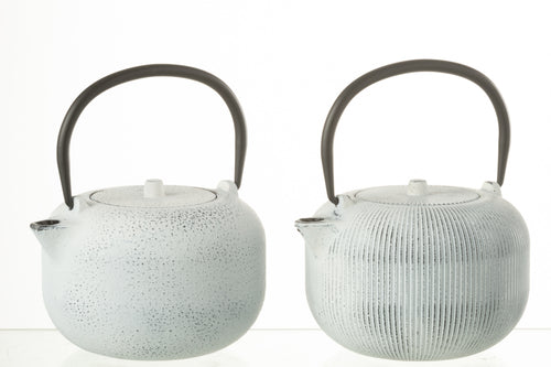 J-Line theepot - metaal - wit - 2 stuks