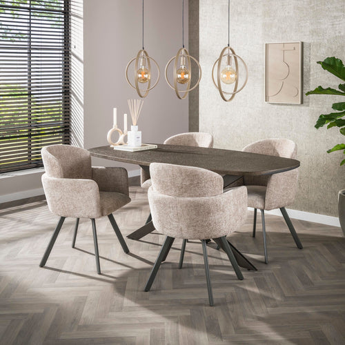 Giga Living Eettafel Bronvik - Deens Ovaal Brons Metaal - 180cm