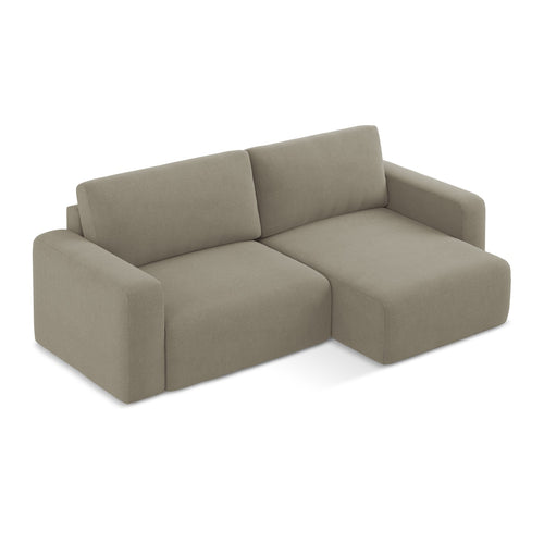 LaMiaSofa hoekbank rechts Ostia - textuurstof - donkerbeige - 244x149x79