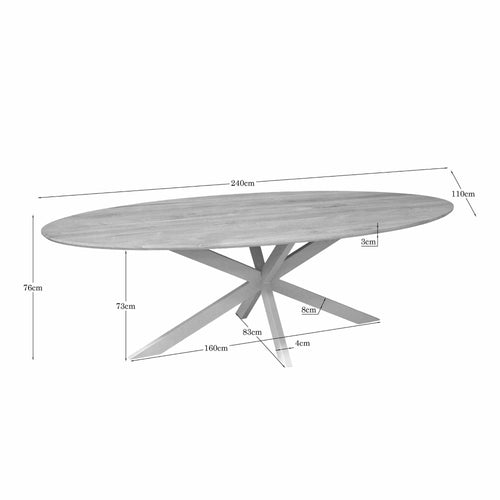 Starfurn Eettafel Ferris - Ovaal Zand/Eikenhout - 240x110x76cm
