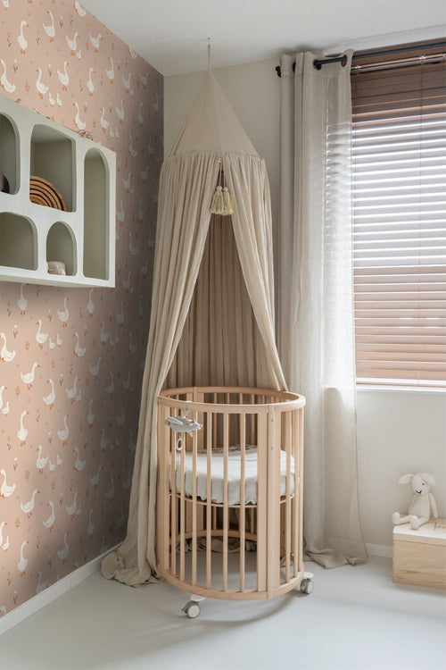 ESTAhome behang schattige ganzen terracotta roze - 50 x 900 cm - 131831