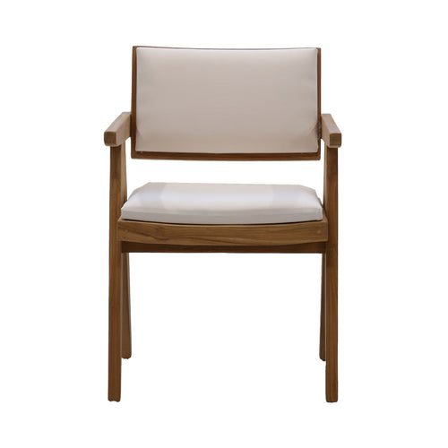 DÉJA Living Eetkamerstoel Lowen - Stof/Teakhout - Beige - Met Armleuning - Set van 2 - vtwonen shop