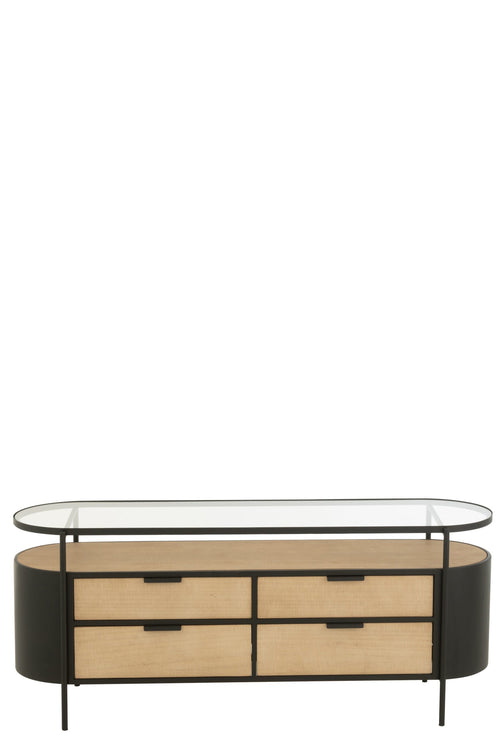 J-Line kast Ivy - ijzer - naturel/zwart