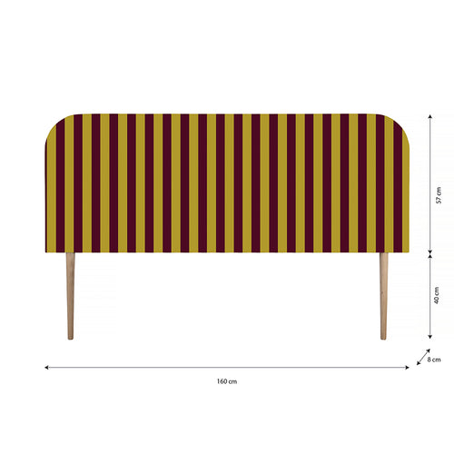 Gestoffeerd fluwelen hoofdbord met strepen 160x97cm
