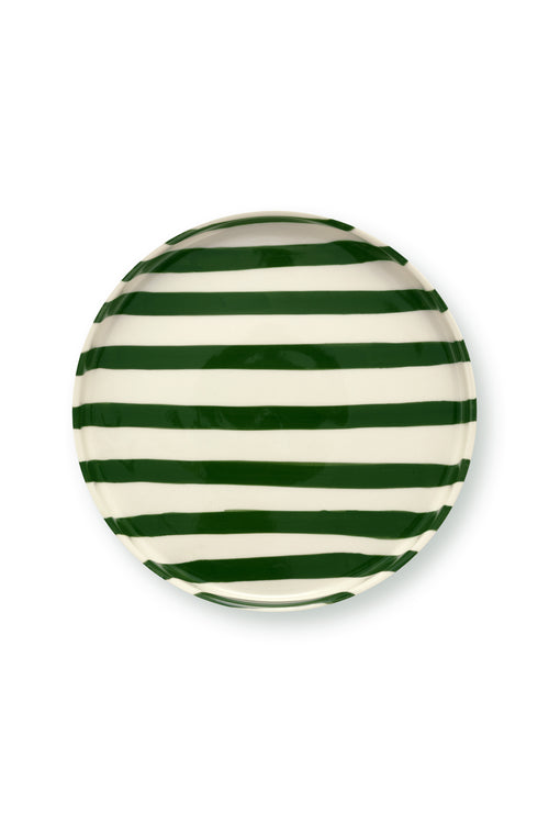 vtwonen -  Lunchbord - Strepen - Groen - Set van 2 - Keramiek - 20cm