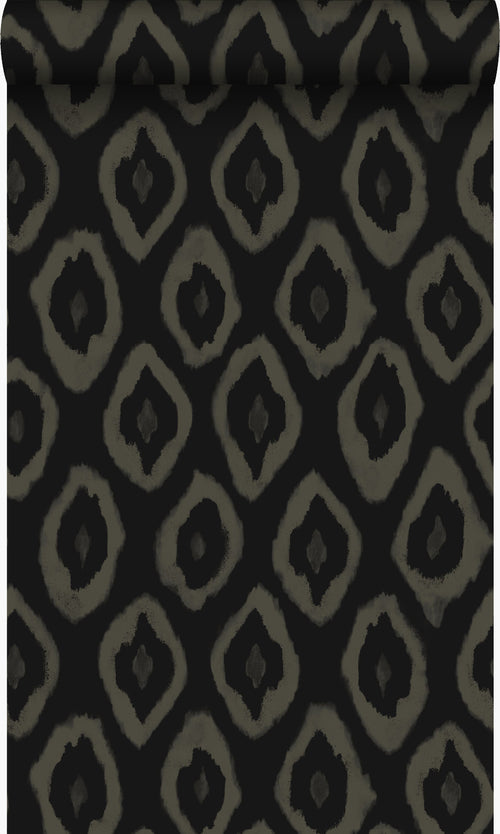 Origin Wallcoverings behang ikat motief zwart - 53 cm x 10,05 m - 346922 - vtwonen shop