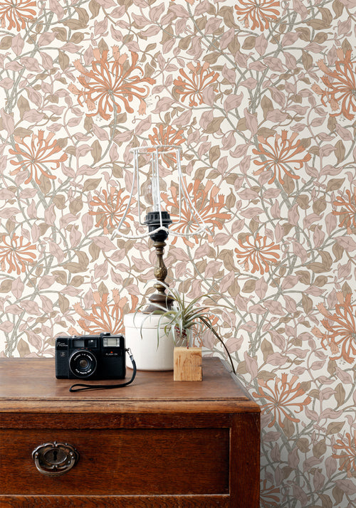 ESTAhome behang bloemen terracotta en oudroze - 50 x 900 cm - 131027 - vtwonen shop