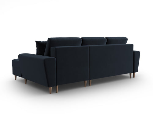 Cosmopolitan Design Converteerbare hoekbank rechts met opbergdoos Kyoto 4-zits, flueel donkerblauw - 145x241x88cm