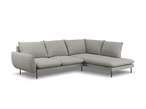 Cosmopolitan Design rechter hoekbank Vienna 6-zits, structurele stof, lichtgrijs - 185x275x95cm