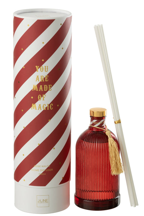 J-Line geurstokjes Magic - Rose Waltz - glas - wit/koraal - large