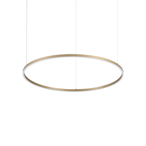 Ideal Lux ORACLE SLIM 90 cm niet dimbare ronde LED-pendellamp met geïntegreerde LED-verlichting, 3000K, messing, 5650lm
