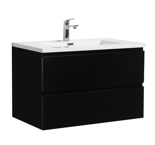 Badplaats Badkamermeubel Set Angela 80 cm – Mat Zwart – Badmeubel met Wastafel