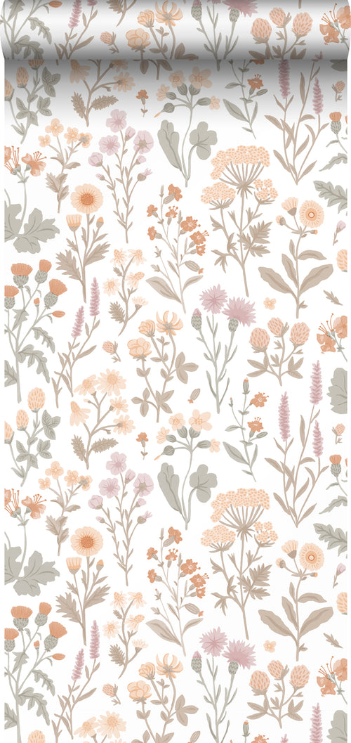 Sanders & Sanders behang veldbloemen lichtpaars, terracotta, geel en groen - 50 x 900 cm - 935383