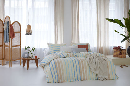 Walra - Dekbedovertrek Natural Stripes - 240x220 cm - Jade