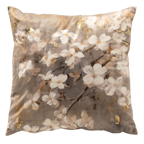 SUZY - kussenhoes 45x45 cm - bloemenprint - Driftwood - taupe