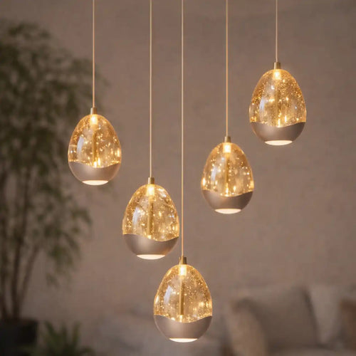 Highlight hanglamp Egg - 5 lichts - 30  x 155   cm - champagne