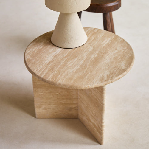 Tikamoon Hocker van travertijn - Naturel - vtwonen shop