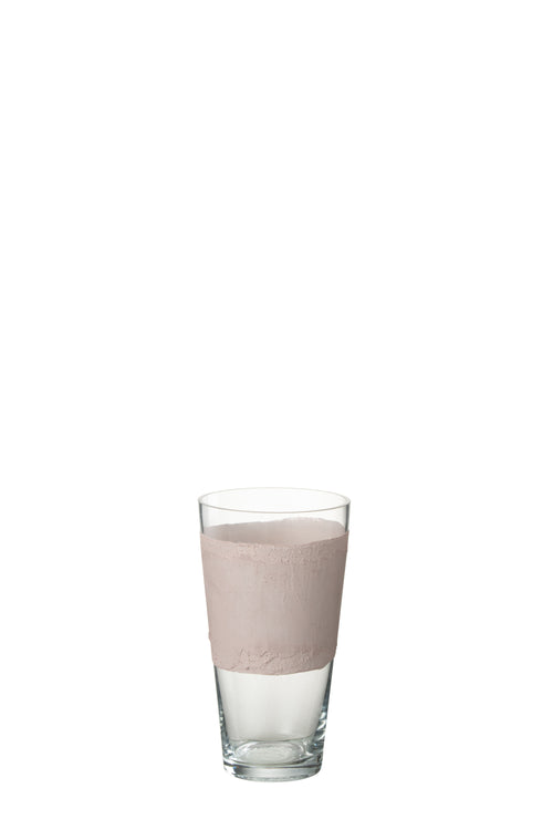 J-Line vaas Delph - glas - transparant/lichtroze - extra small - 25 cm hoog