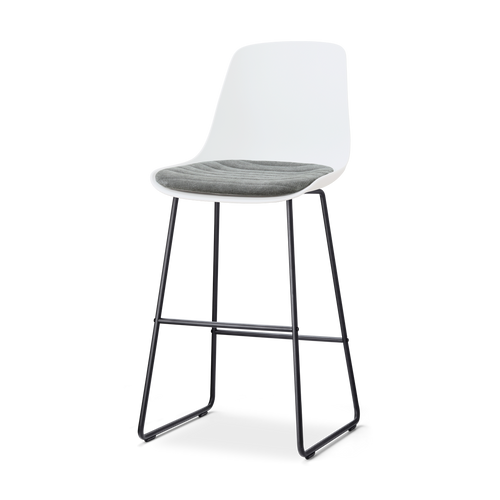 Nolon Nino-Liv Barkruk Wit met Zeegrijs Zitkussen Zwart Onderstel 75 Cm