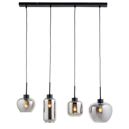 Lighto | Hanglamp zwart met smoke glas 4-lichts | Elin - vtwonen shop