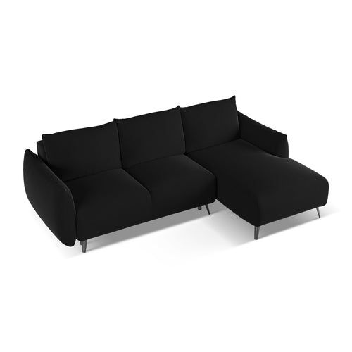 LaMiaSofa hoekbank rechts Genova - velours - zwart - 242x162x86