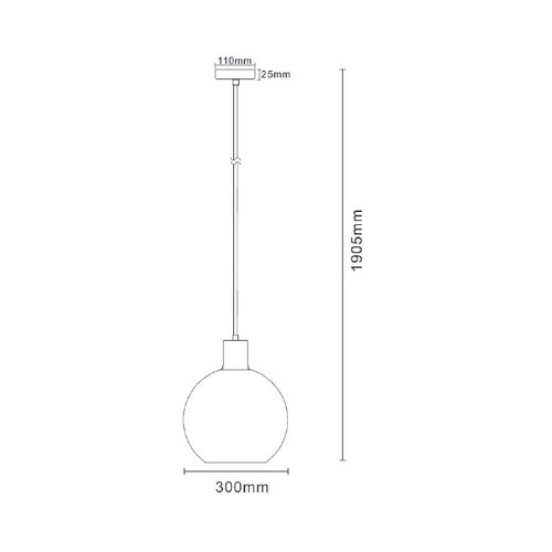 Artdelight hanglamp Rosario - 1 lichts - 30  x 175   cm - chroom