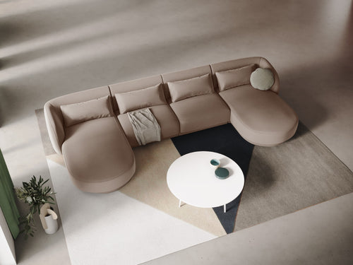Cosmopolitan Design Panoramische bank Tulum 5-zits, flueel, beige - 156x330x70cm