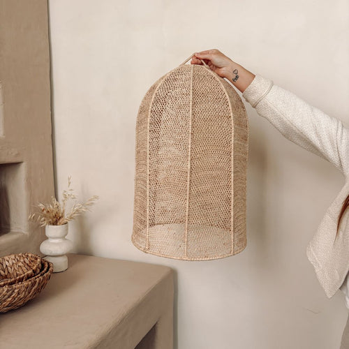 NOA MAY Hanglamp Mace - naturel - raffia/metaal - Ø 35 x h 55 cm