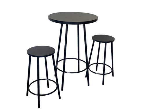 Furnilux Bartafel rond met 2 barkrukken -  Zwart - 60x60x96cm - vtwonen shop